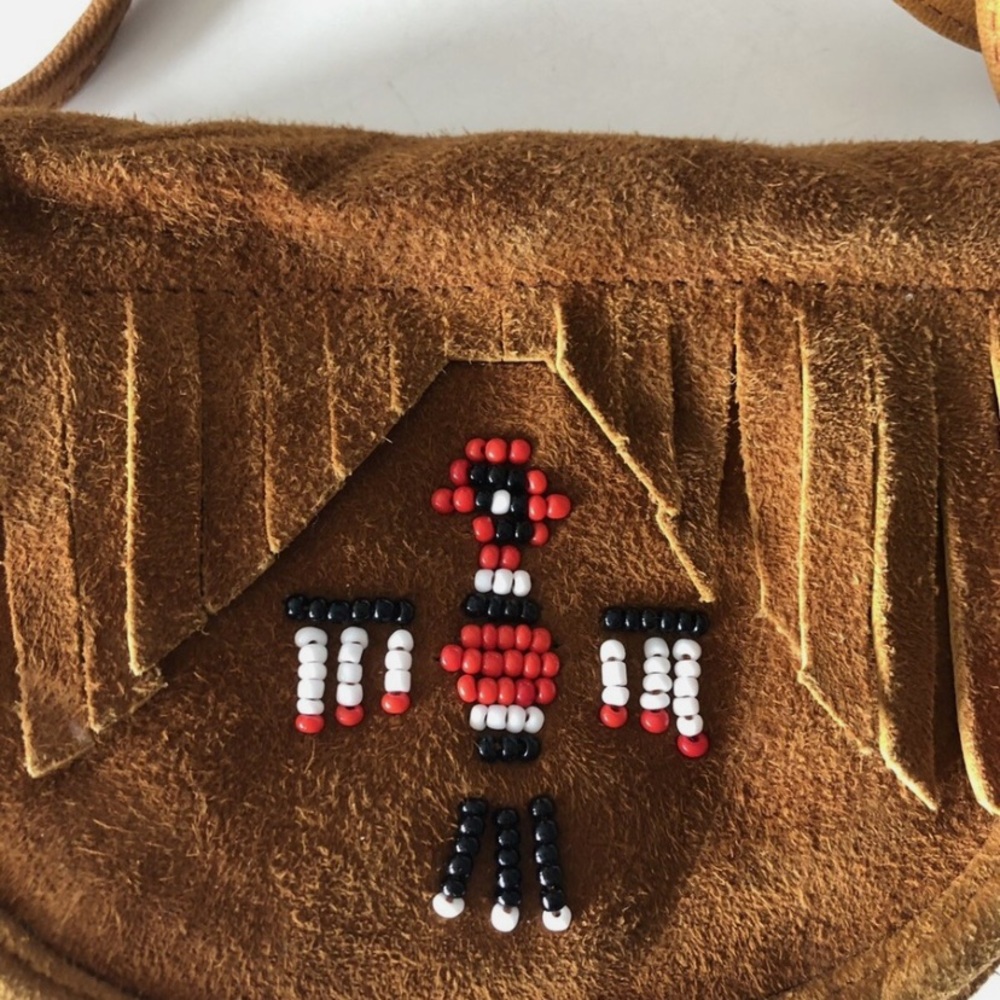 Minnetonka Brown Crossbody Bag with Beaded Design